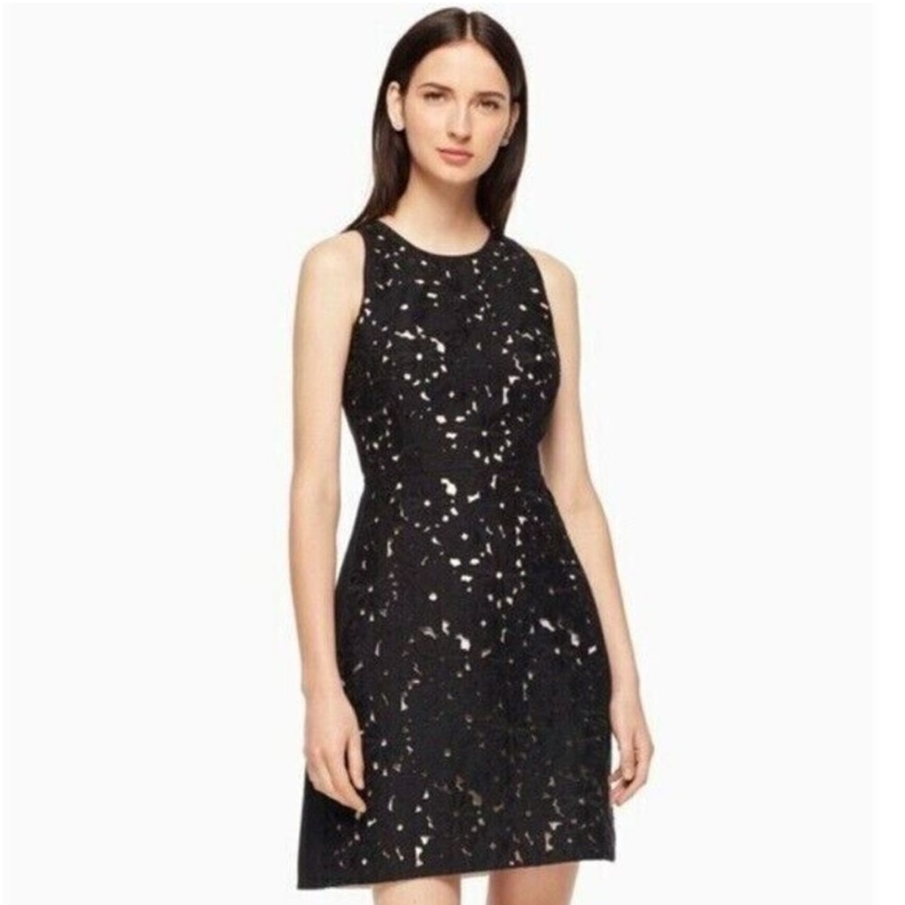 Kate Spade black floral flower cut out dress